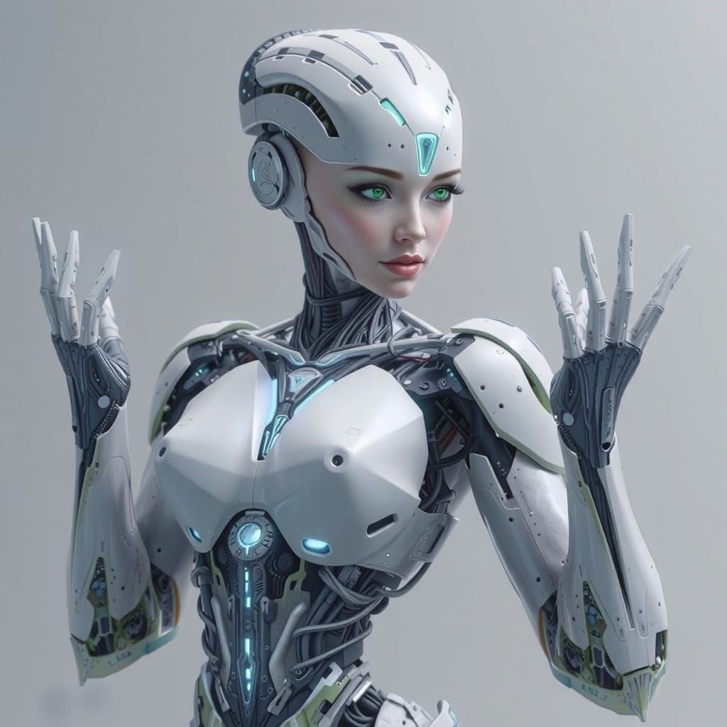 Cyborg Goddess in Neon Metropolis