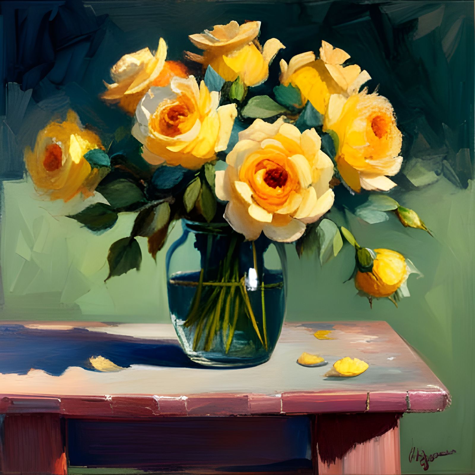 Yellow Roses Oil Painting in Classical Realism