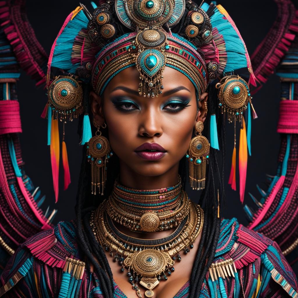 Cyber Ethnic Tribal Princess in Futuristic Style