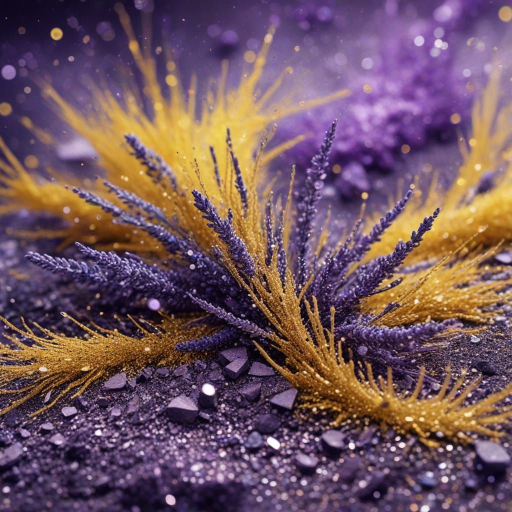 Cosmic Nebula of Glitter: Abstract Lavender and Yellow Art