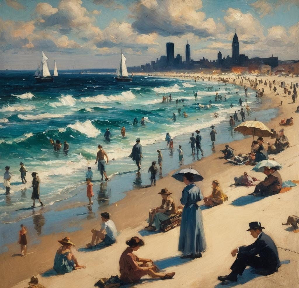 Urban Street Scene in Everett Shinn Style