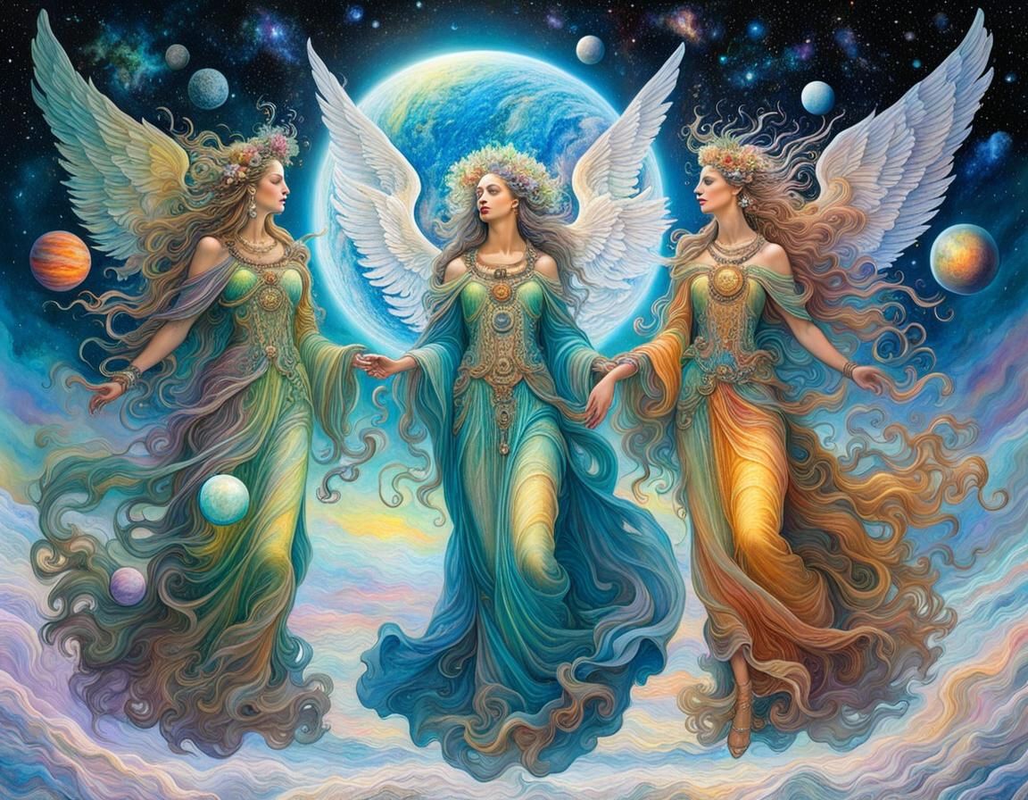 Whimsical Angelic Figure in Double Exposure