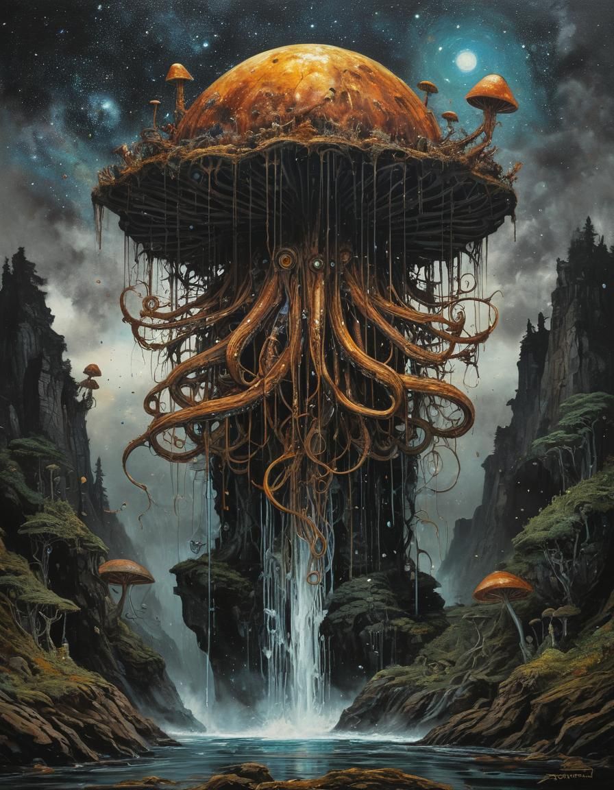 Steampunk Tarot Castle: Psychedelic Astral Waterfall