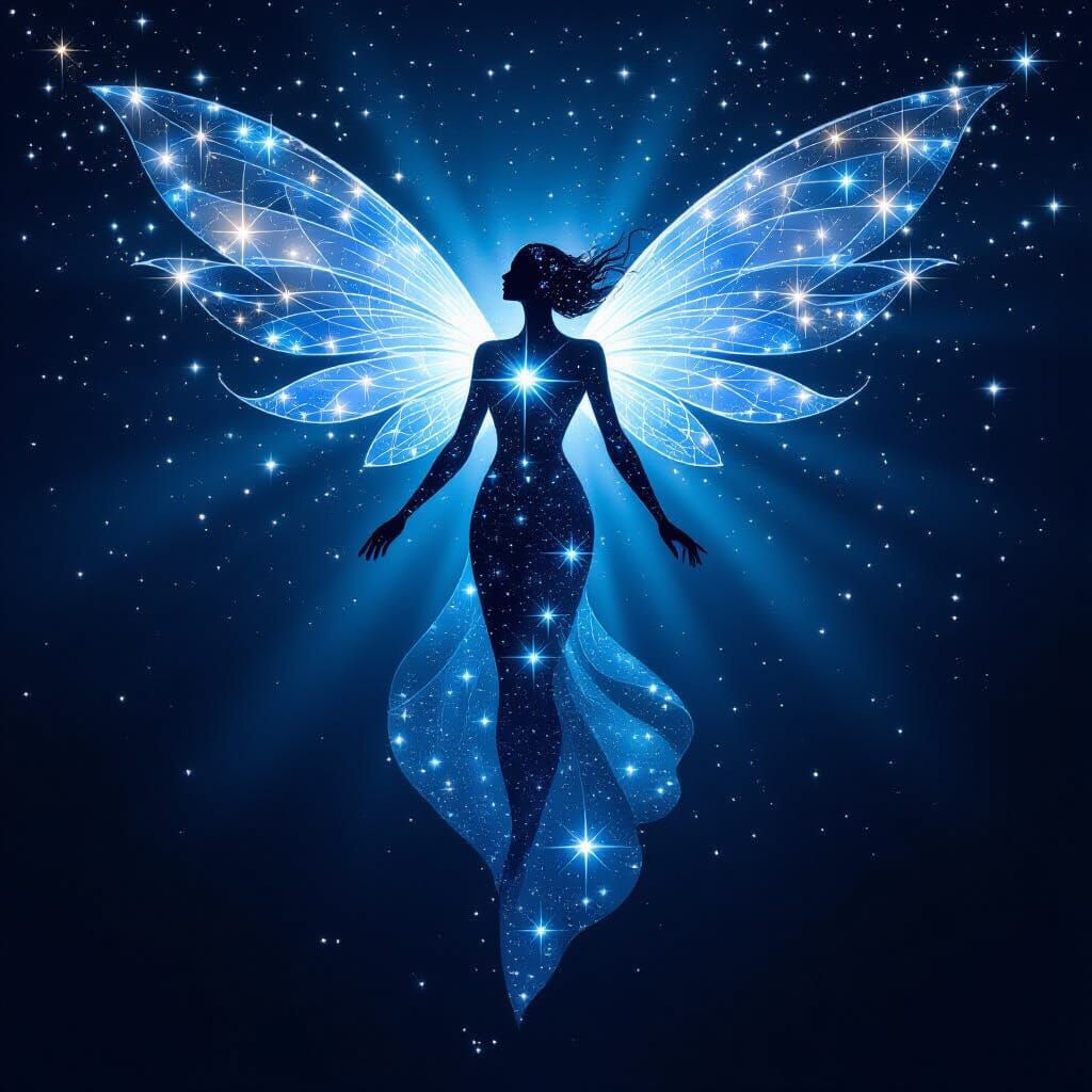 Celestial Being of Stars in Vintage Photo Style