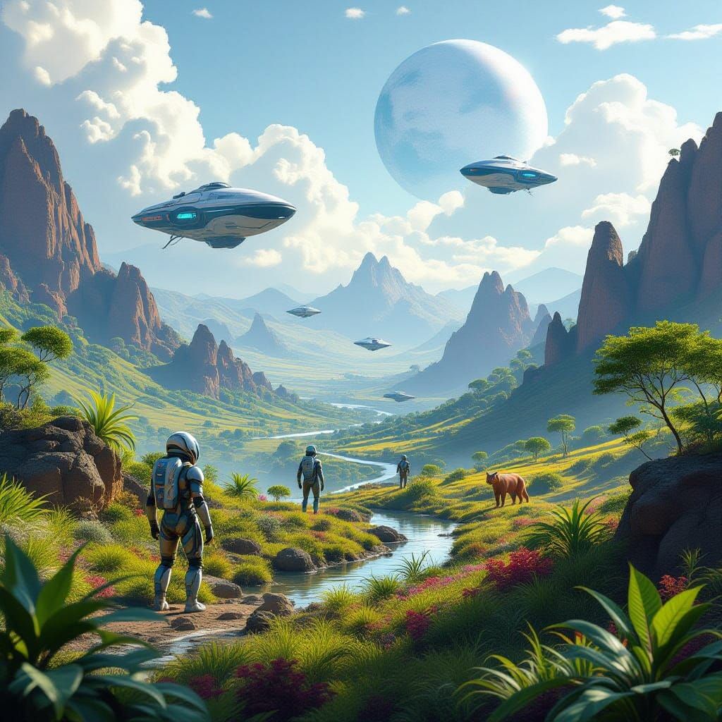 Distant Planets Teem with Alien Wildlife in Vibrant Landscap...