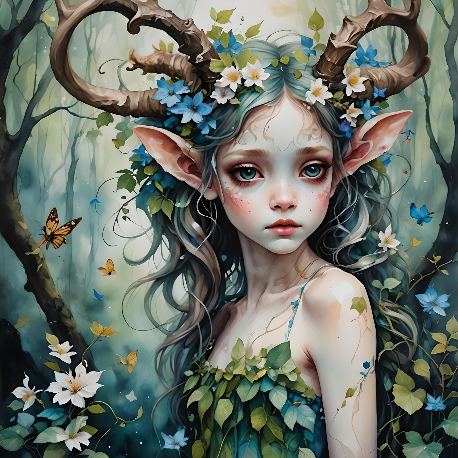 Enchanting Faun Portrait in Storybook Style