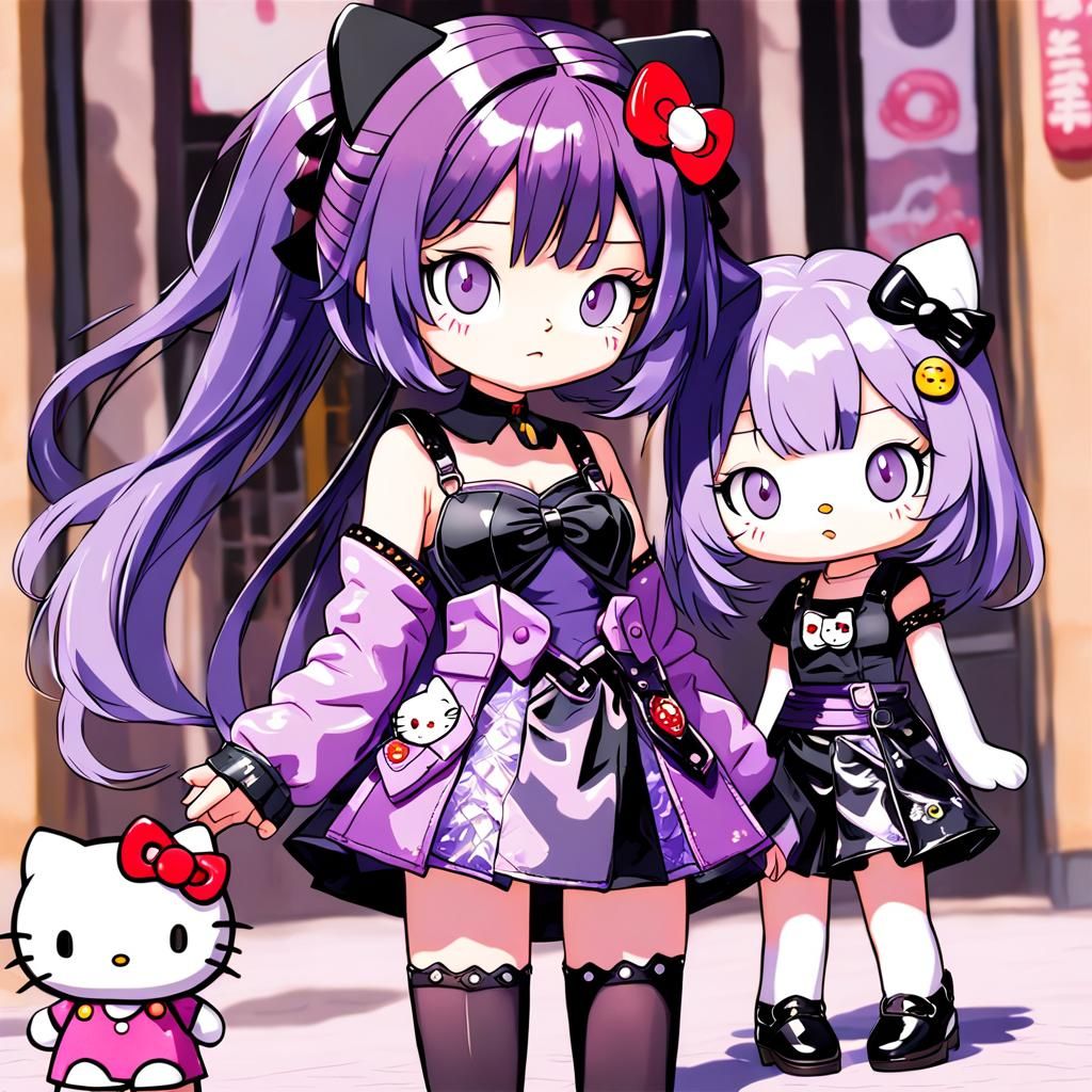 Yui-chan and Ariri-chan as hello kitty