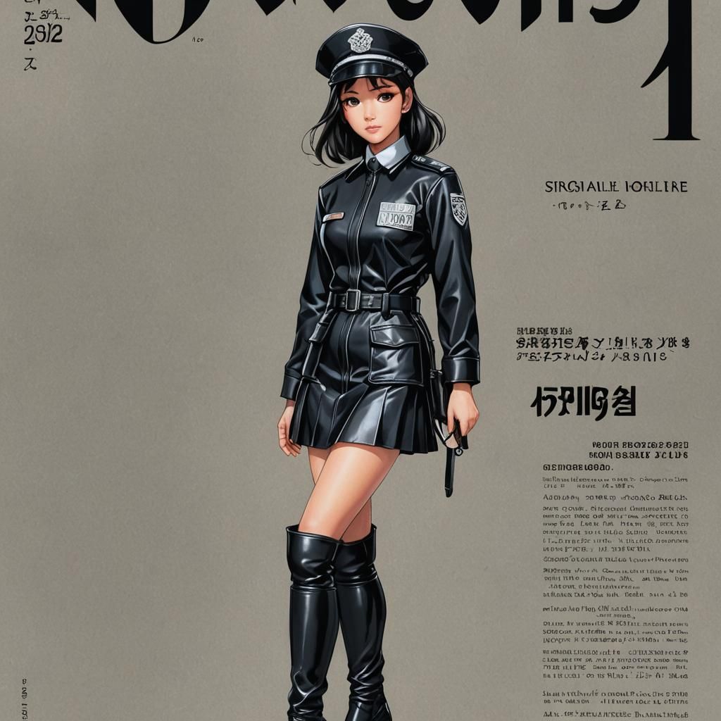 Prison Gazette Cover: Woman in Guard Uniform, 3D Anime Art