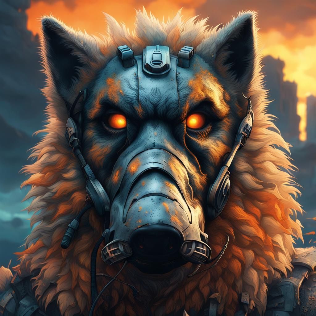 Mutated Wolf in Post-Apocalyptic Wasteland