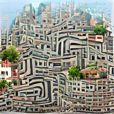 Abstract Optical Illusion Cityscape Art