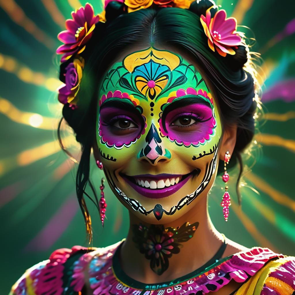Woman with Día de los Muertos Face Paint