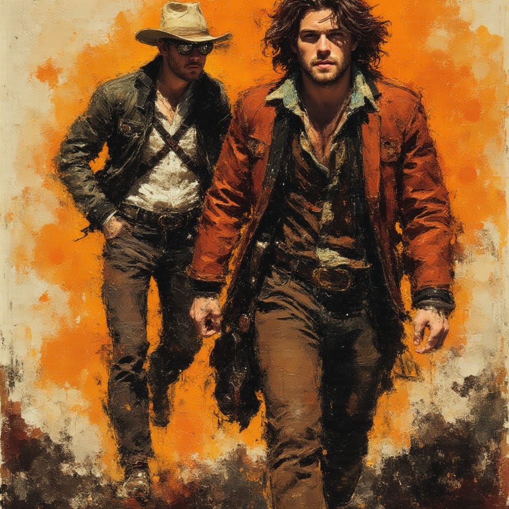 Rugged Cowboy Extreme Closeup in Autumn Tenebrism