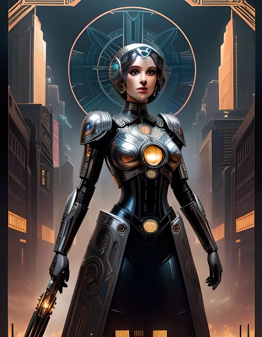 Maria the metal robot standing in  Metropolis moovie poster ...