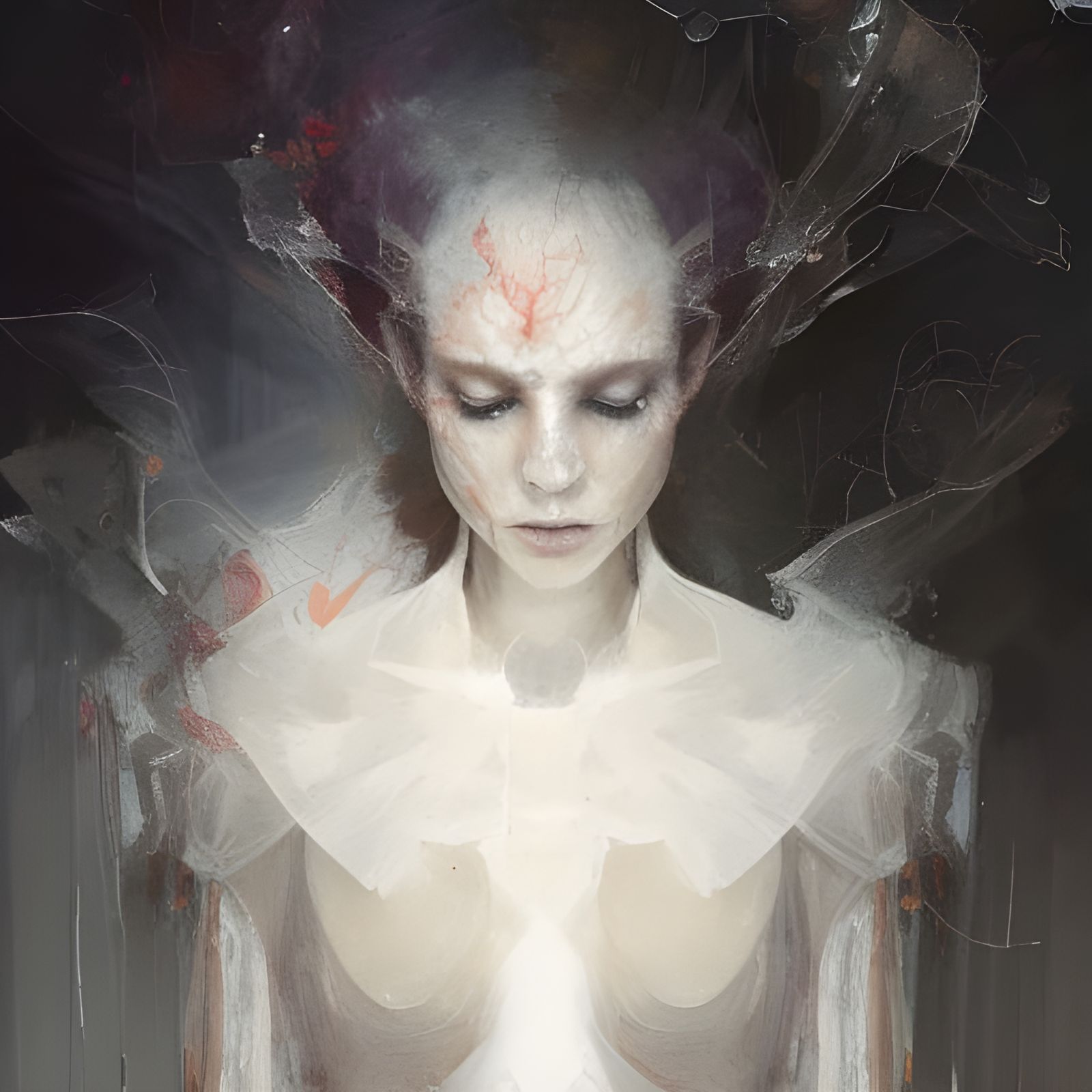 Surreal Ghost Woman Portrait in Oils