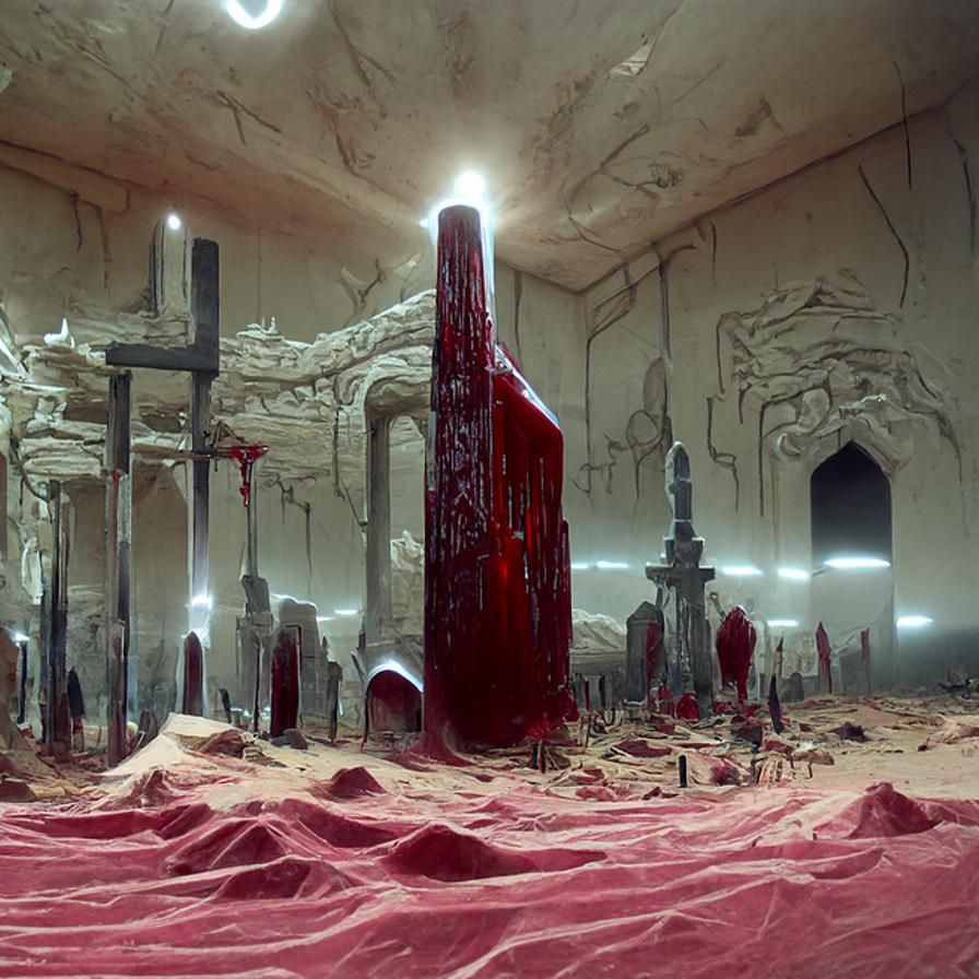 Sci-Fi Sacrificial Altar in Hyperrealistic Style