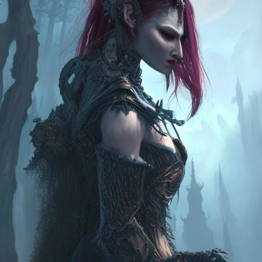 Vampire-Human Hybrid in Detailed Matte Painting