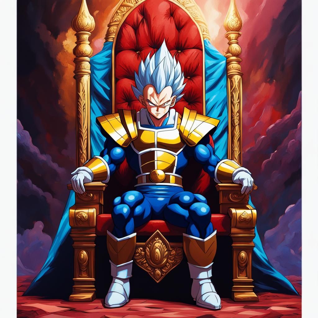 Realistic Vegeta as King on Throne