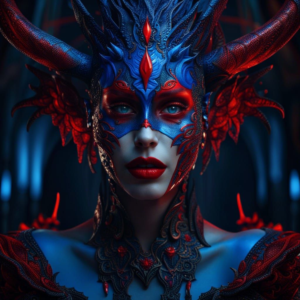 Gothic Devil Woman Portrait in High Detail