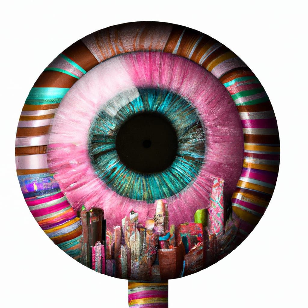 Candy City Reflection in Eye: Whimsical Fantasy Art