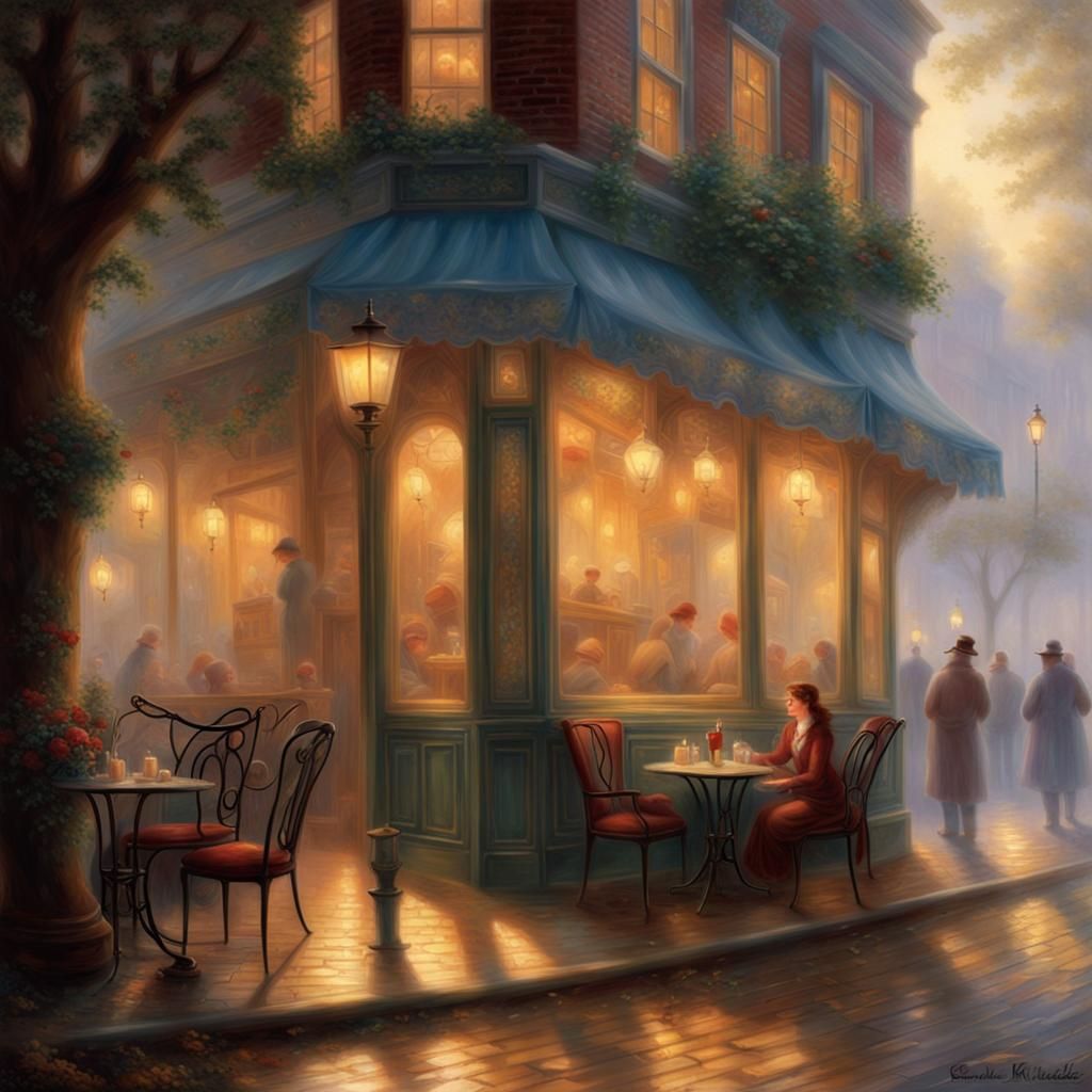 Old-Timey Cafe in Morning Light, Fantasy Style