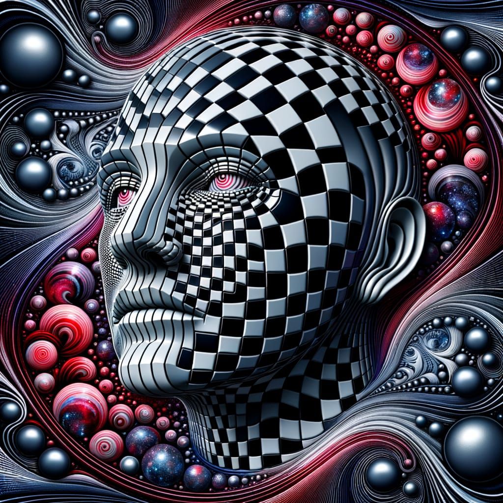 Face Emerging from Mathematical Patterns in Digital Art