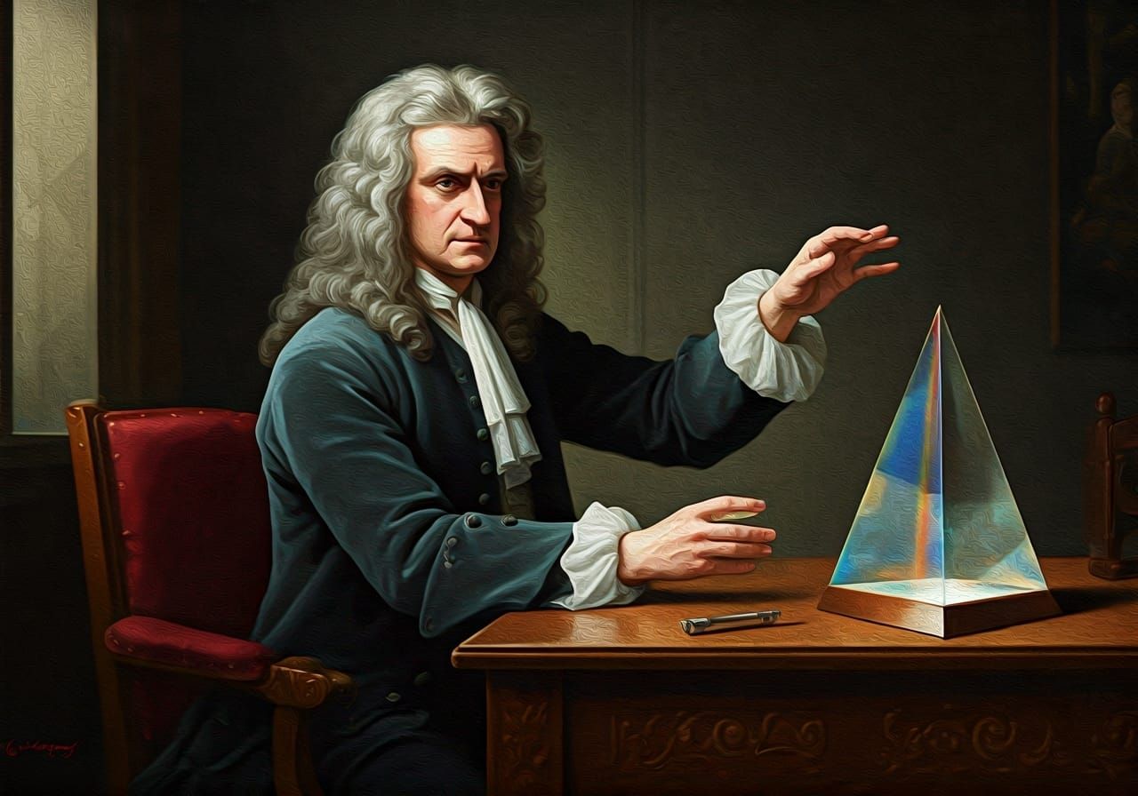 Newton's Prism Experiment in Oil Painting