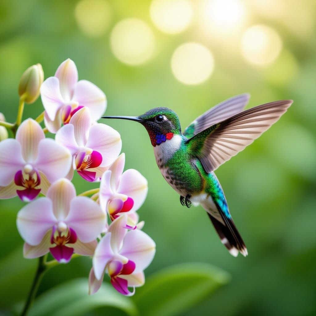 Hummingbird Orchid Hybrid in Enchanted Garden