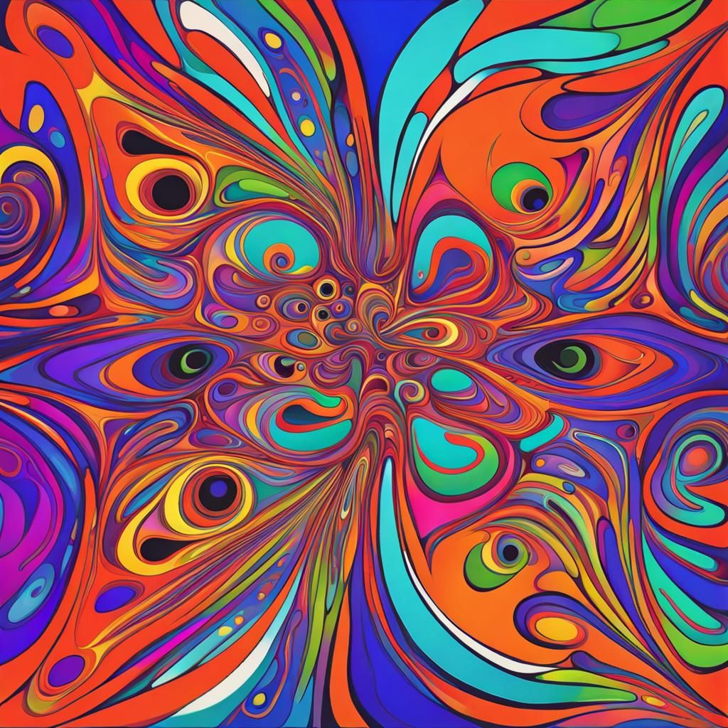 Psychedelic Abstract Art in Complementary Colors