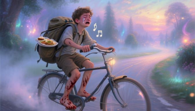 Young Tourist's Journey: A Bicycle Ride of Hardship and Song