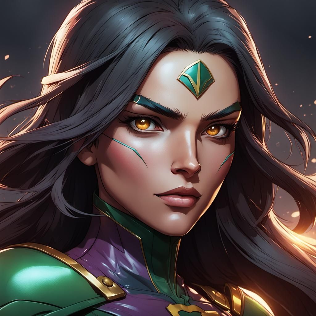 Robin Teen Titans Portrait in Hyperdetailed Style