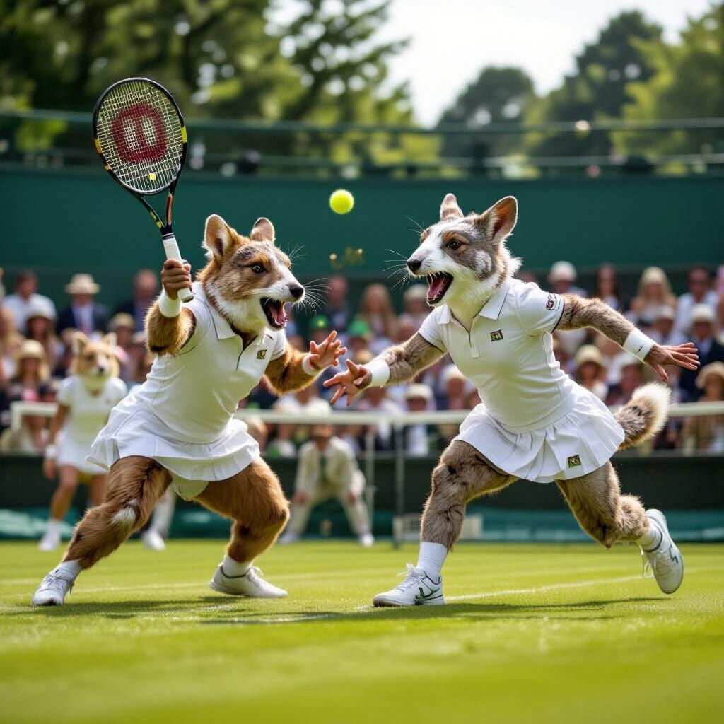 Anthropomorphic Animals Play Tennis at Wimbledon in Fantasy ...