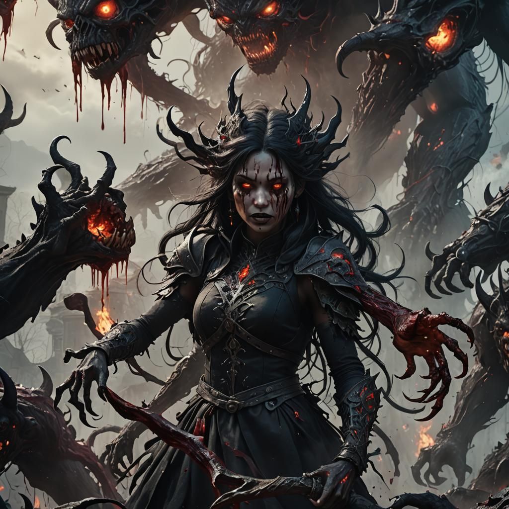 Smokey Monsters Clawing a Girl's Head