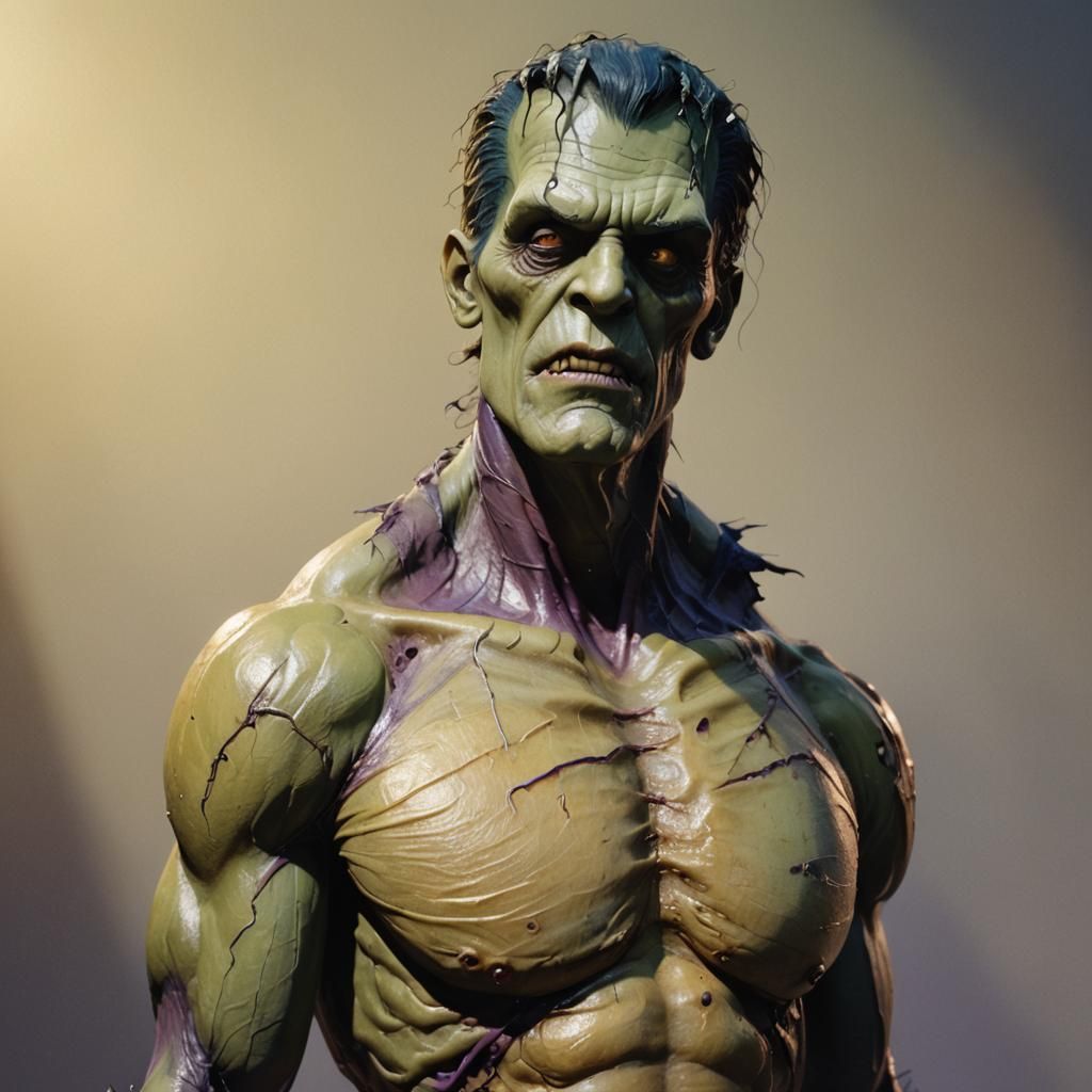 Towering Frankenstein's Monster in Golden Hour Lighting