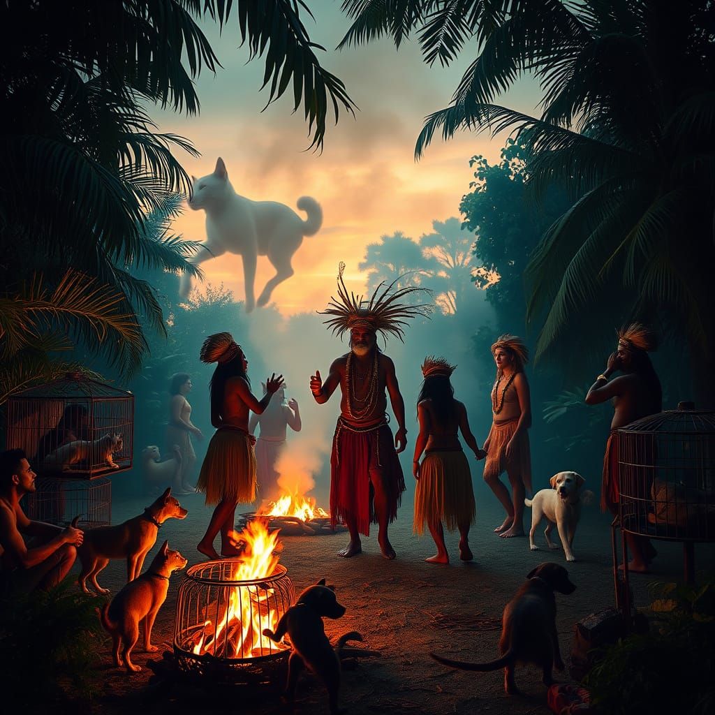 Ancient Jungle Ritual Unfolds Under Mysterious Dusk