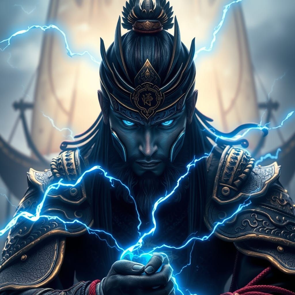 Mystical Warrior Commands Blue Lightning in Ancient Chinese ...