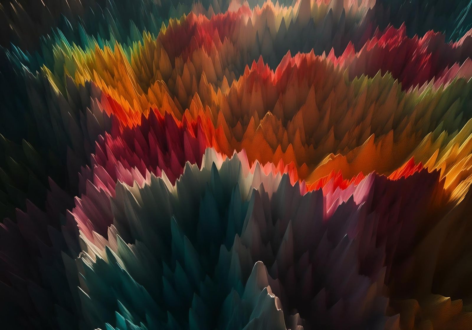 Rainbow Topographic Papercraft Aerial View