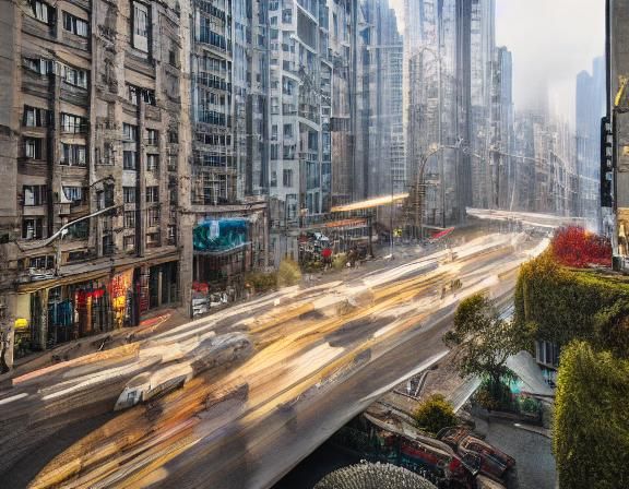 Double Exposure Portrait: Cyberpunk Cat in Romantic Scene