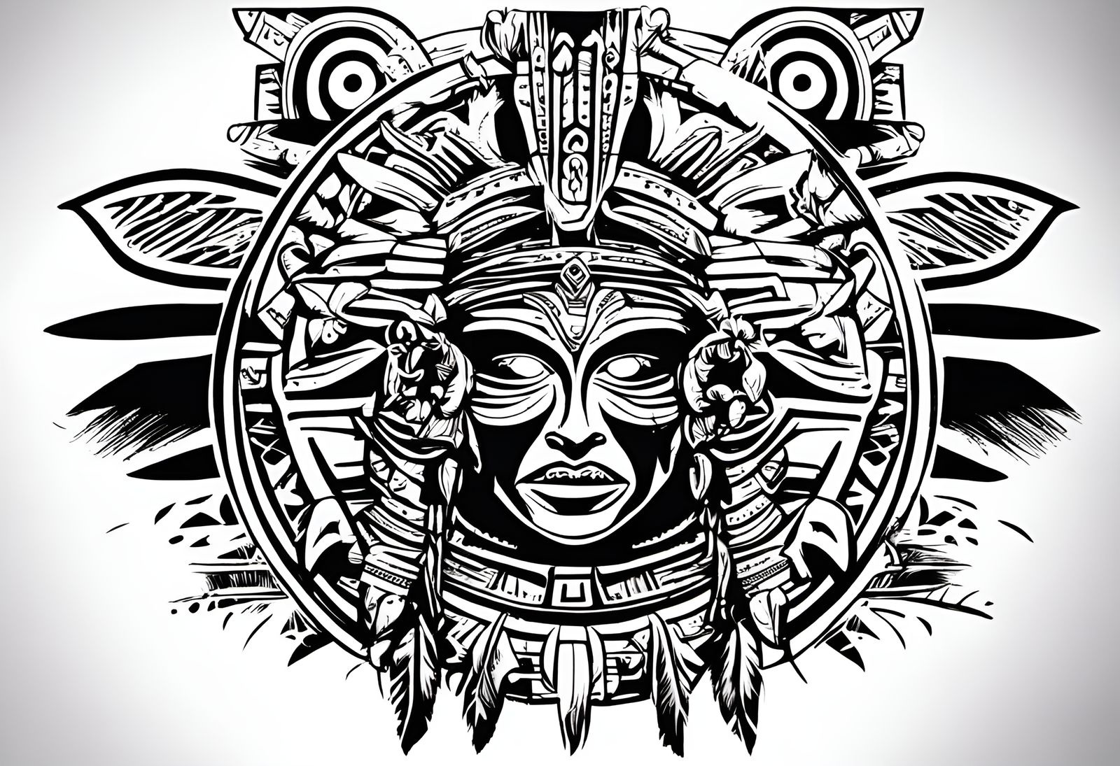 Aztec, tribal tattoo, black & white design, for forearm