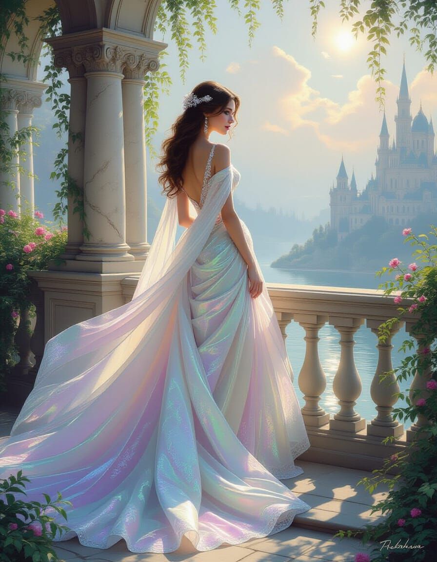 Ethereal Damsel in Gossamer Gown
