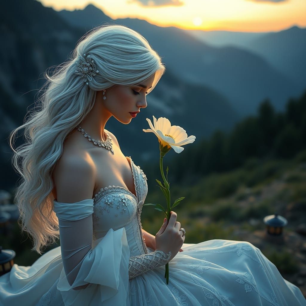 Albino Woman with Wire Art in Hyperdetailed Style