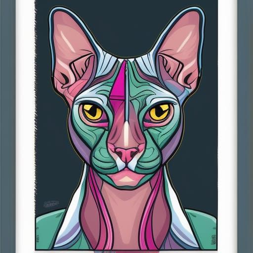 Stylized Sphynx Cat Illustration by Dan Mumford
