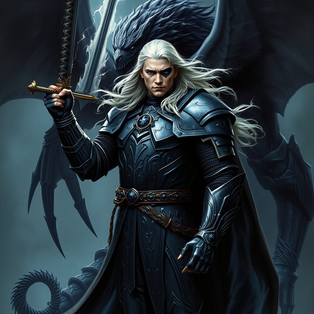 Dark Fantasy Prince with Sapphire Eye and Sword