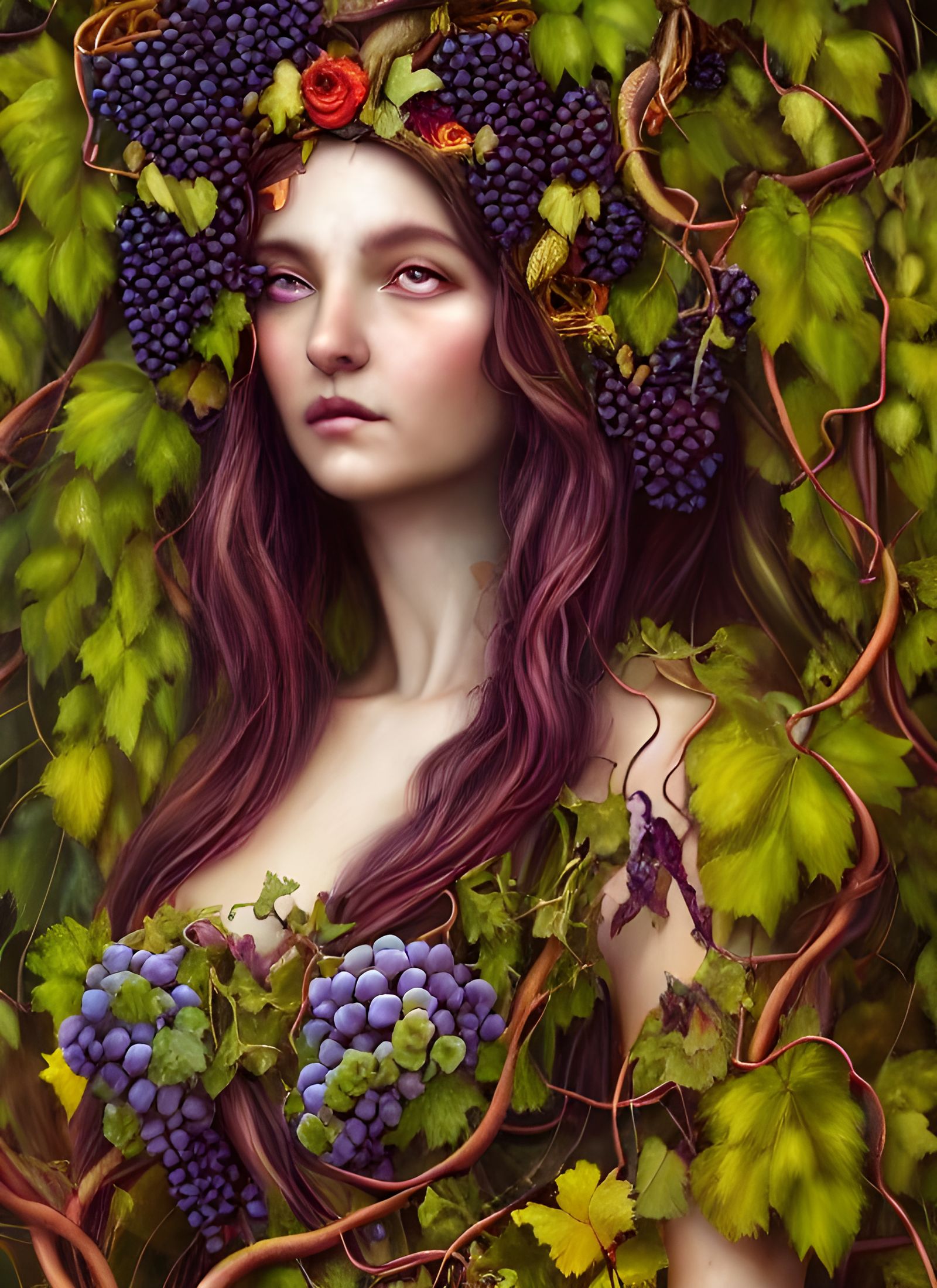 Goddess of the Harvest Portrait in Oil Painting Style