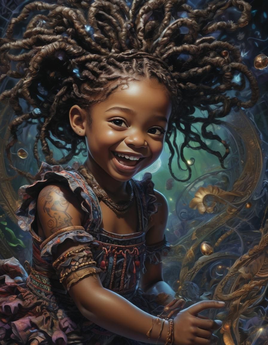 Laughing Baby Girl Portrait in a Whimsical Style