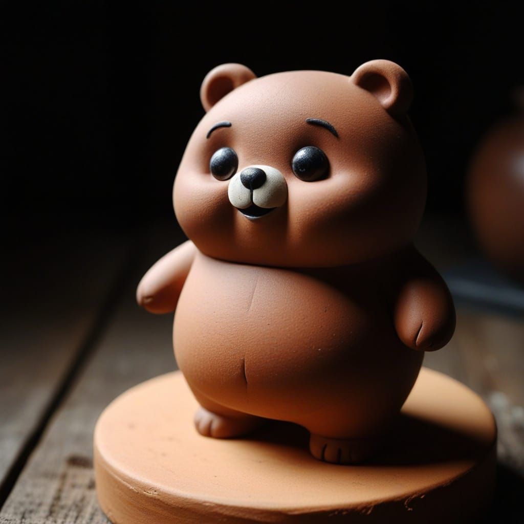 Living Clay Pottery Bear in Claymation Style
