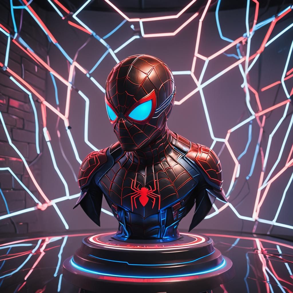 Futuristic Spider-Man Helmet with Glowing Web Design