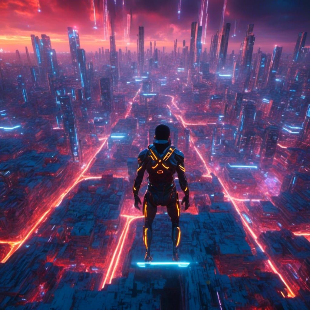 Cyborg Ninja Runner in Night City's Cyberpunk Style