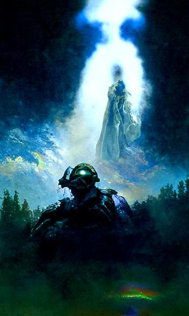 Ethereal Halo in Dark Fantasy Landscape