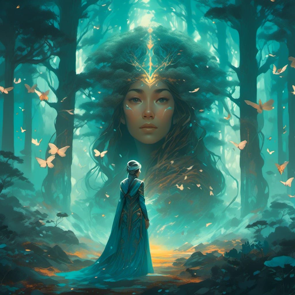 Bioluminescent Forest Portal Opens in Dreamlike Fantasy Art