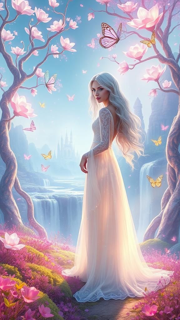 Ethereal Woman in Luminous Forest